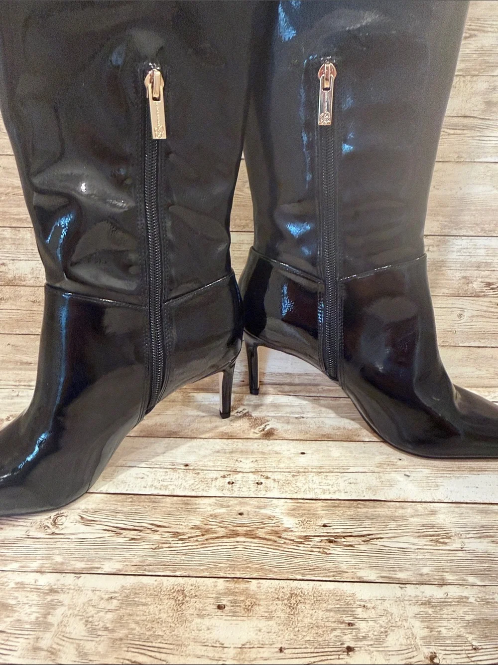 Jessica Simpson Black Patent Over-the-Knee Pointed Stiletto Boots 6M NEW